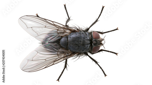 Valokuva Housefly insect with wings and hairy legs