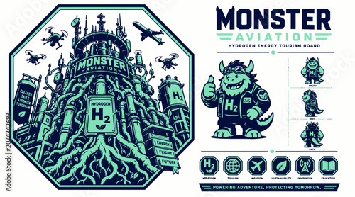 Quadro em tela Monster City Illustration with Industrial and Fantasy Elements.