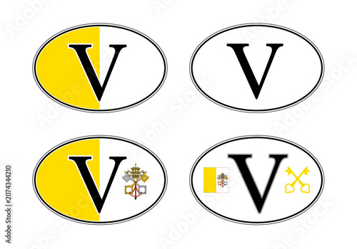 Vatican City, Holy See, oval international vehicle registration code license plate sticker, vector illustration