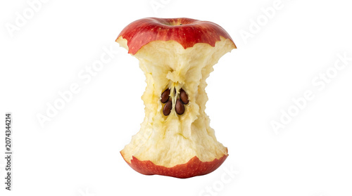 Bild auf Leinwand Red apple core with visible seeds isolated on transparent background for food waste and compost concept