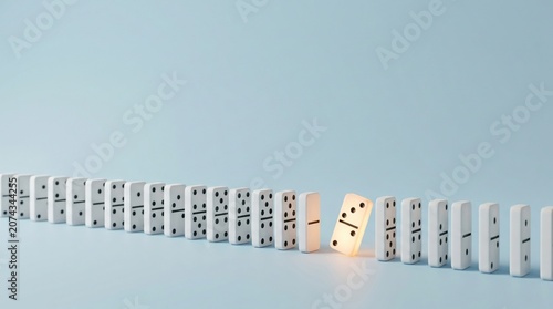 domino chain reaction glowing piece