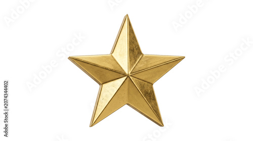 Fotografie Shiny gold star ornament with metallic texture isolated on a professional transparent background asset