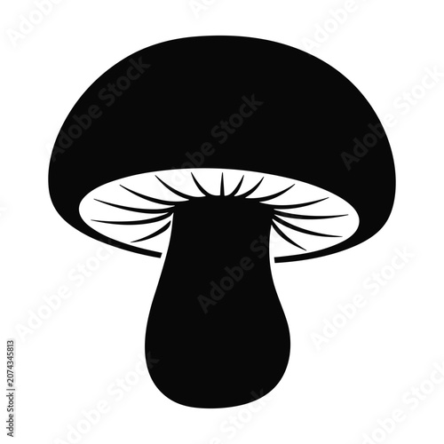 Tableau sur toile Black mushroom silhouette, simple fungal icon