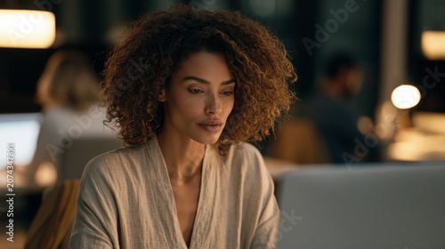 Mid-career accountant completing only the minimum required monthly reports and then closing all browser tabs at exactly five o'clock, the quiet quitting phenomenon made visual