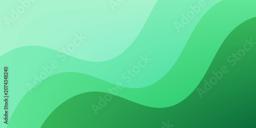 Abstract green fluid wave background with smooth layered paper cut shapes
