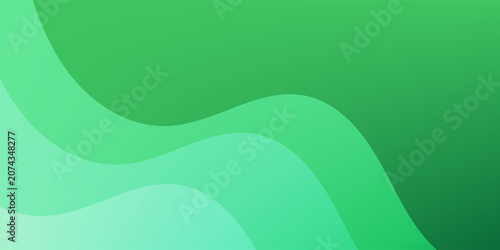 Abstract green fluid wave background with smooth layered paper cut shapes