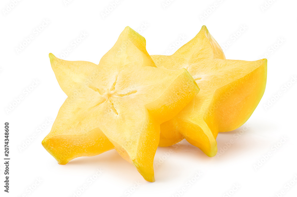 Fototapeta premium Star fruit or carambola slice isolate on white.