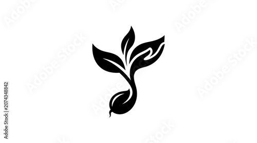 Quadro su tela Black leaf logo design element symbol.