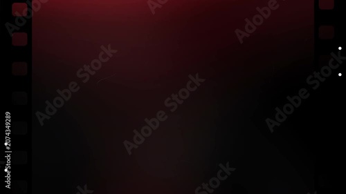 Abstract red and orange light leak background with vintage film strip borders and analog film grain for retro cinematic video overlays and artistic transitions