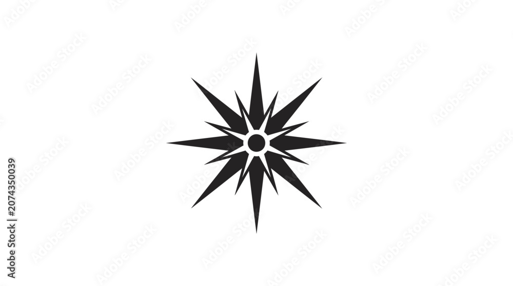Fototapeta premium Black starburst shape icon graphic symbol.