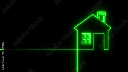 Abstract neon home icon animation, 4k video