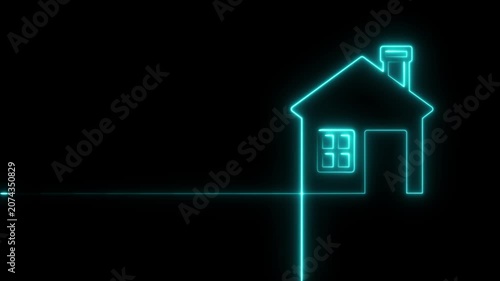 Abstract neon home icon animation, 4k video