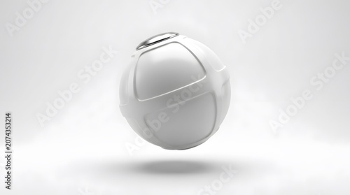 Floating White Soccer Ball with Silver Cap in Bright Studio
