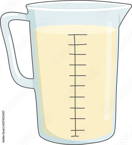 Illustration of Measuring Jug or Cup with Milk