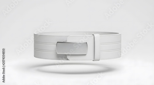 White Belt with Metallic Buckle on White Background