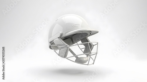 White Cricket Helmet Floating in Mid Air