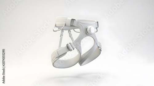 White Orthopedic Medical Harness Device Floating in a Soft Gray Studio