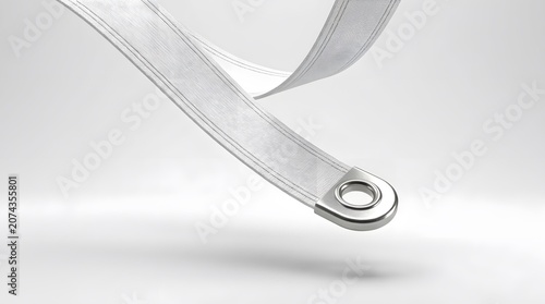 Silvery Ribbon Cable with Circular End Ring in Abstract Scene