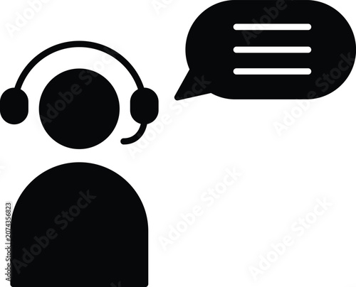Call center agent operator with headset and speech bubble line icon