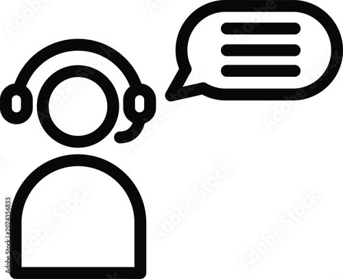 Call center agent operator with headset and speech bubble line icon