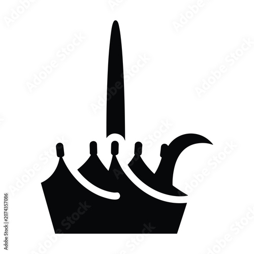 Black silhouette crown with spikes, royal crest