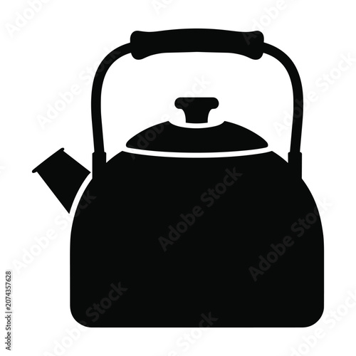 Black kettle silhouette, simple icon
