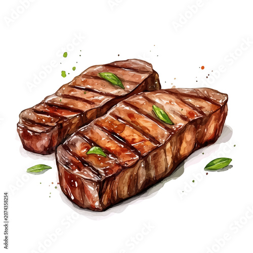 Tableau sur toile Carne Asada watercolor vector, hand-painted style elite illustration with fine d