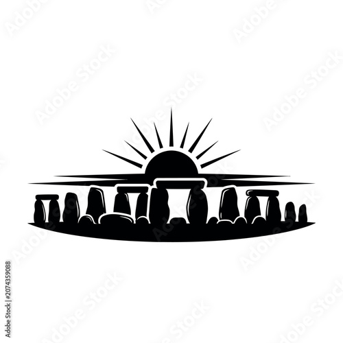 Photos Stonehenge ancient monument sunrise silhouette.