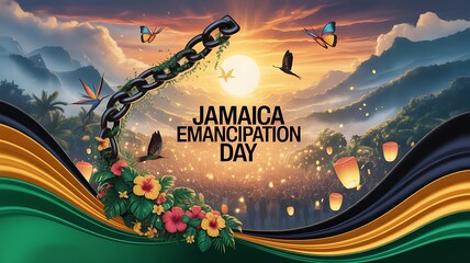 Jamaica emancipation day celebration illustration
