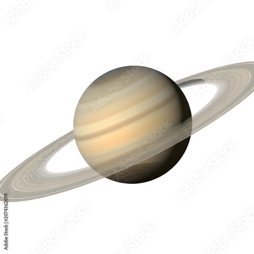 Saturn with rings realistic planetary illustration for space exploration