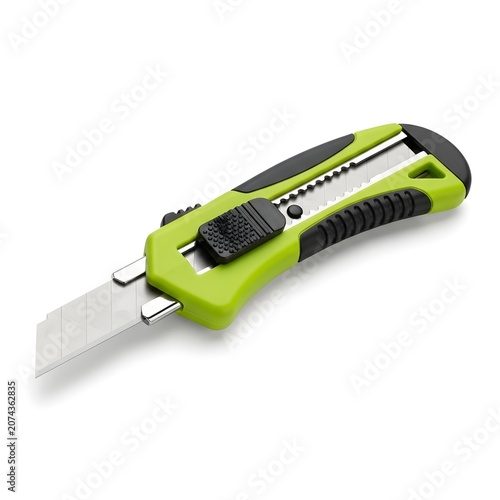 Utility knife with retractable blade green and black handle