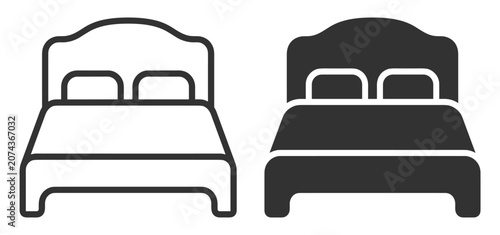 Quadro su tela double bed icons vector set, bedroom furniture illustration on transparent backg