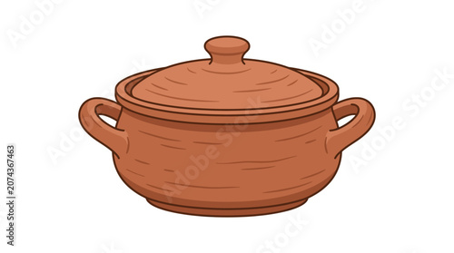 Fotografie Earthenware Clay Cooking Pot Vessel.