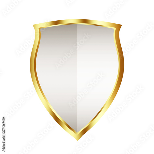 White gold luxury curve shield shape objects isolated on white background