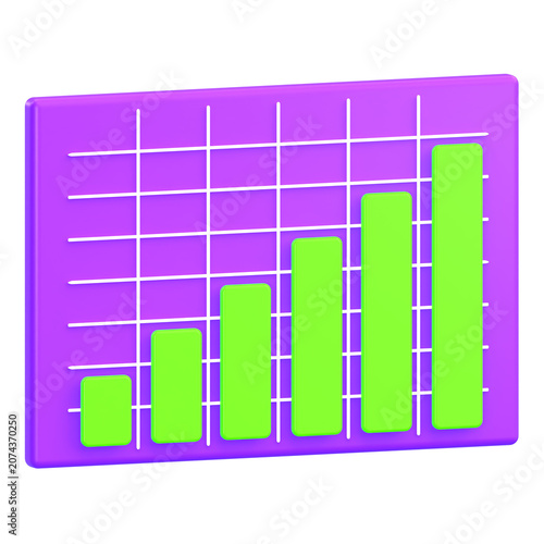 3D Rising Bar Chart Showing Business and Financial Growth