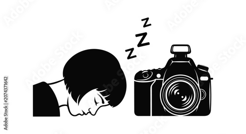 Person sleeping with camera on head