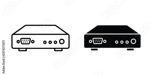 Tableau sur toile Vga switcher box set featuring outline and solid black styles for av equipment s