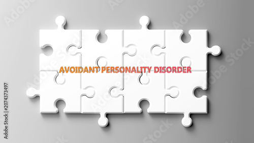 Принти на полотні Avoidant Personality Disorder complex like a puzzle - pictured as word avoidant personality disorder on a puzzle pieces to show its complexity