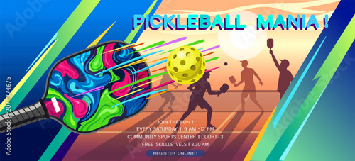Obraz na plátně Pickleball banner racket ball