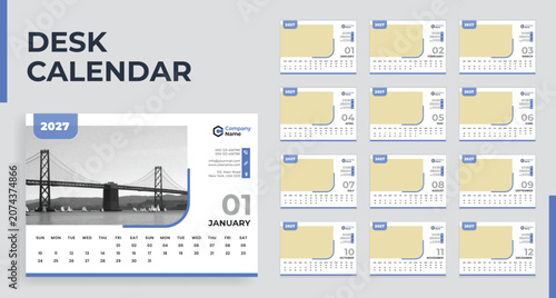 Fotografía 2027 Desk Calendar Templates with Images