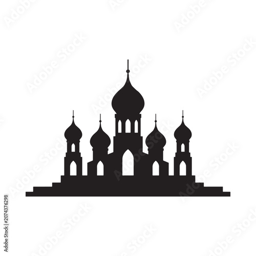 Фотография Russian orthodox church silhouette against a white background