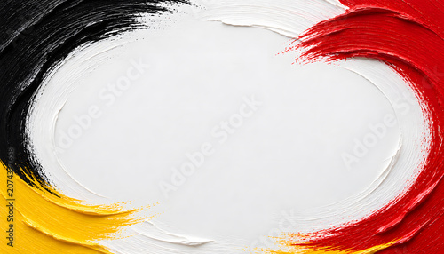Abstract Paint Brush Frame in Germany Flag Colors with White Background Copy Space