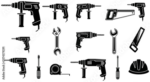 Collection of professional construction tools and equipment for building projects