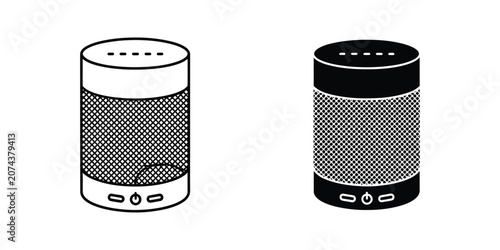 Fotografie Smart wireless speaker set featuring outline and solid black for audio and techn