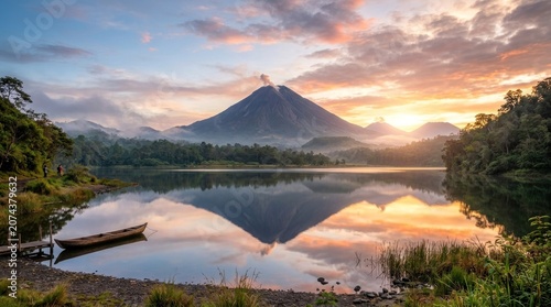 sunset over lake