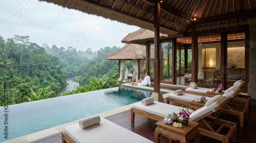swimming pool in tropical resort
