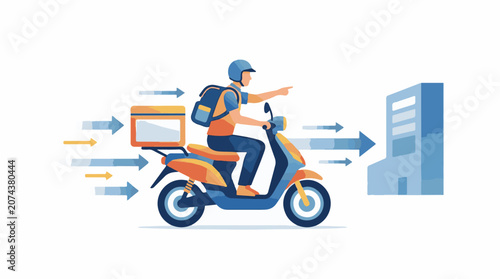 A delivery person rides a scooter with a box (2)