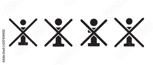 Set of black information icons with a cross mark indicating restricted access or no information available.