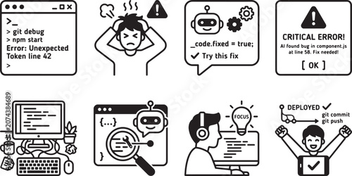 Foto Software Development, AI Coding Assistant, and Programming Workflow Icon Set