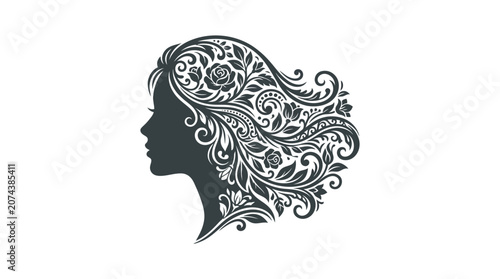 Decorative silhouette of a woman's head.